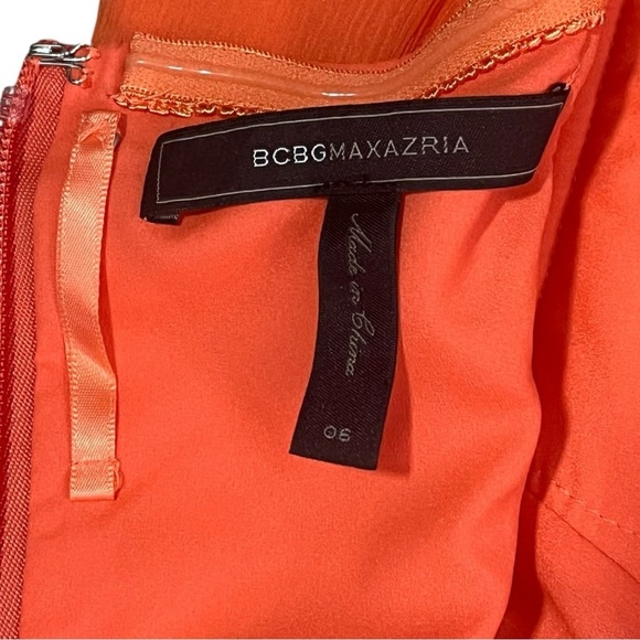 BCBGMaxazria Amber Melon Strapless Chiffon Maxi Dress sz 6 - Picture 3 of 15